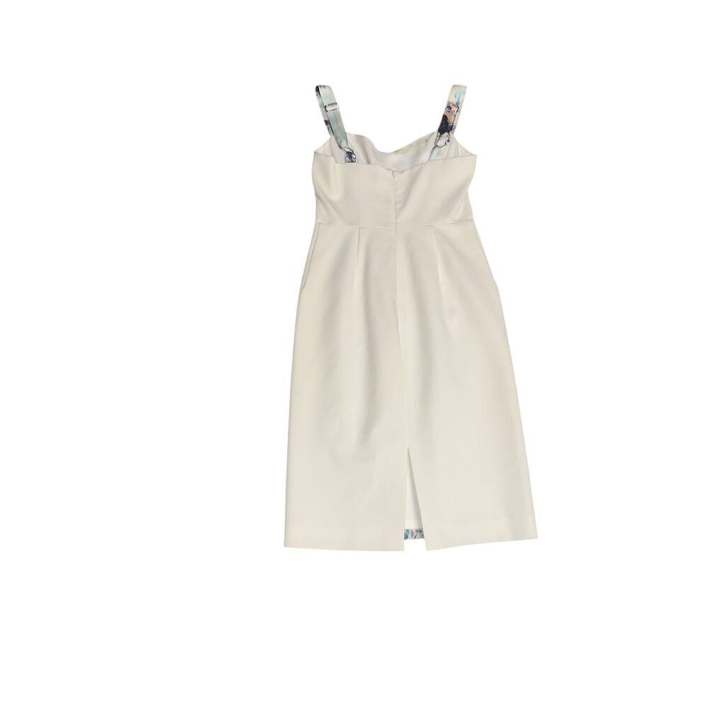BLACK HALO women’s Sadie  floral watercolor colorblock white & blue sheath dress - Picture 4 of 6